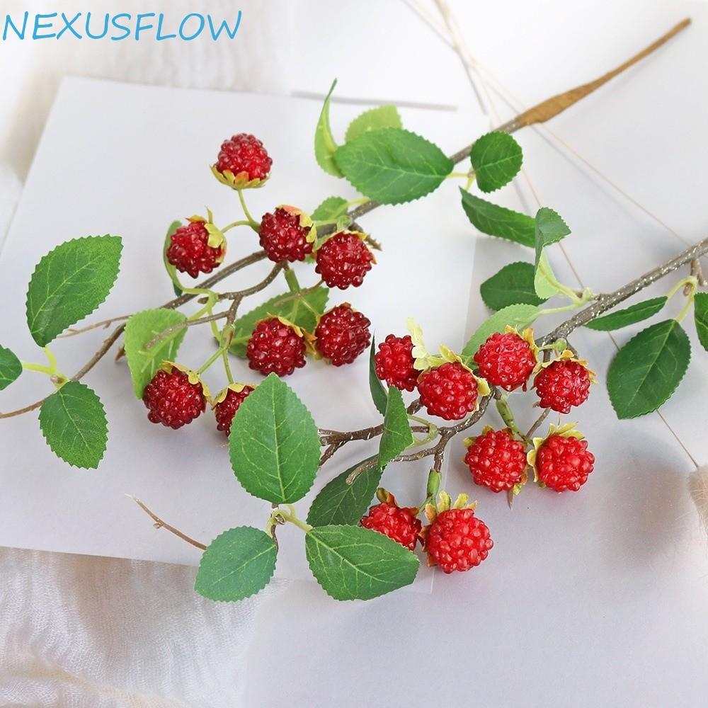 NEXUSFLOW ประดิษฐ์ Raspberry สาขา,สีเขียว Faux Red Raspberry Mulberry ...