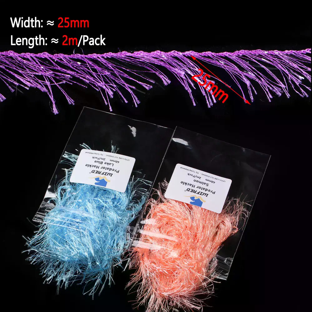 2M/แพ็ค 25 มม.สังเคราะห์ Predator Hackle Fly Tying วัสดุผสม W/ แฟลช ...