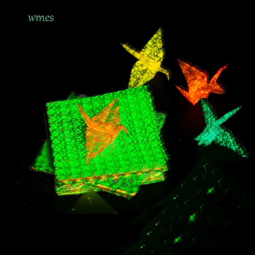 WMES1ZA 70/24pcs Luminous Origami กระดาษ, Glitter Luminous พับกระดาษ ...