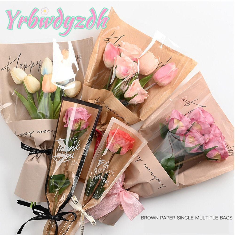 YRBWDYZDH 20/30PCS Rose Packing Sleeve Bag,พลาสติกห่อช่อดอกไม้ถุงบรรจุ ...