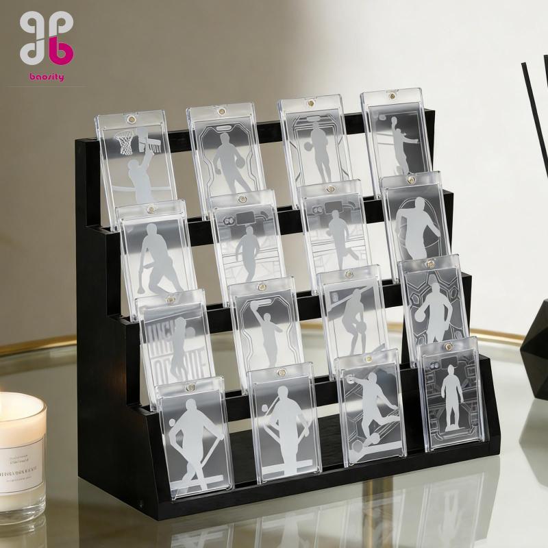 [Baosity] Modern Wooden Card Display Rack 4 ชั้น Slats Card Holder ...