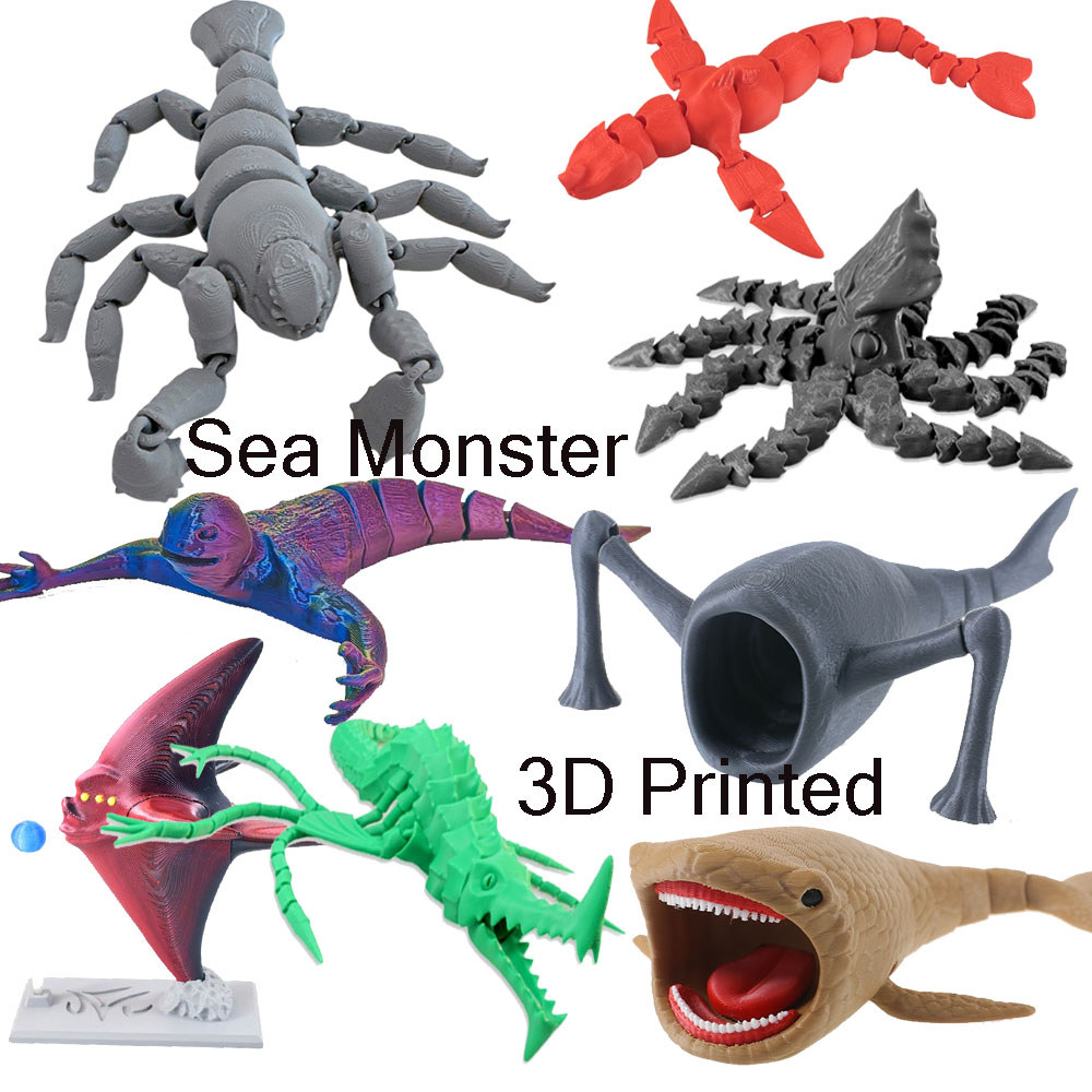 Sea Monster 3D พิมพ์ Bloop Sea Eater Action Figure Ghost Leviathan El ...