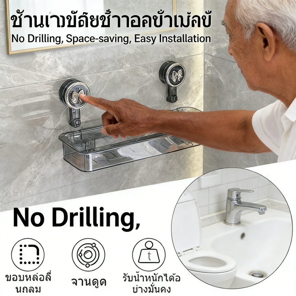 ใส่ของที่เจาะตัวดูดสูญญากาศของวางแจ้งไม่ต้องแบบห้องน้ำชั้นในแบบผนังของของของ