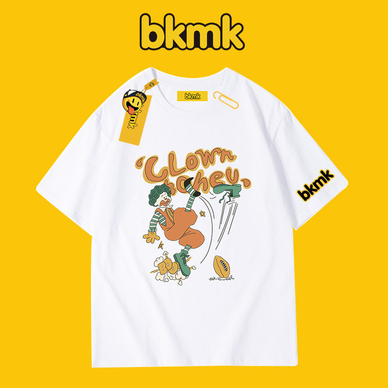 ขายร้อนคุณภาพสูงBKMK American Retro Hiphop สนุกตัวตลกพิมพ์แขนสั้น 100% ...