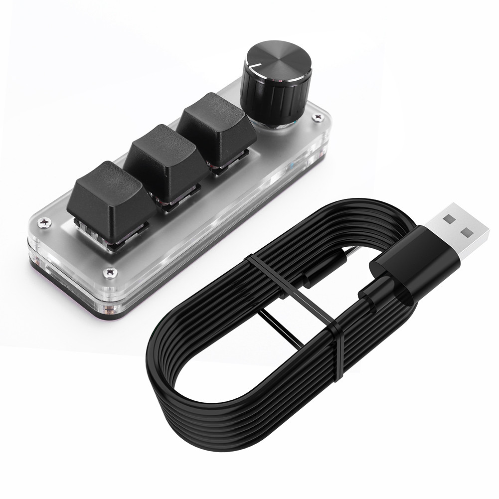 3 Key 1 Knob/4 Key การเขียนโปรแกรม Macro Knob คีย์บอร์ด RGB แบบมีสาย ...