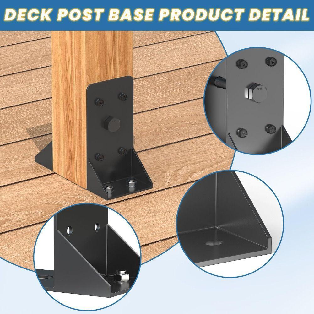 ALISOND1 Post Support Bracket, สีดํา 4x4 นิ้ว/6x6 นิ้ว Deck Railing ...