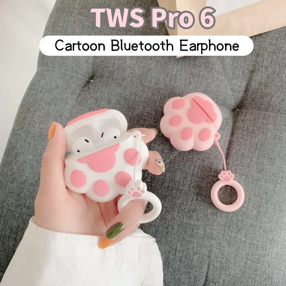 In StockOriginal TWS Pro 6 Touch Control การ์ตูนน่ารักCat Pawหูฟังไร้ ...