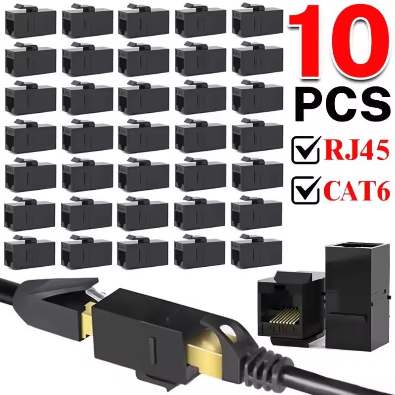 สีดํา RJ45 CAT6 Coupler - ขั้วต่อตรงโล่ 10Gbps - เครื่องมือขยาย ...