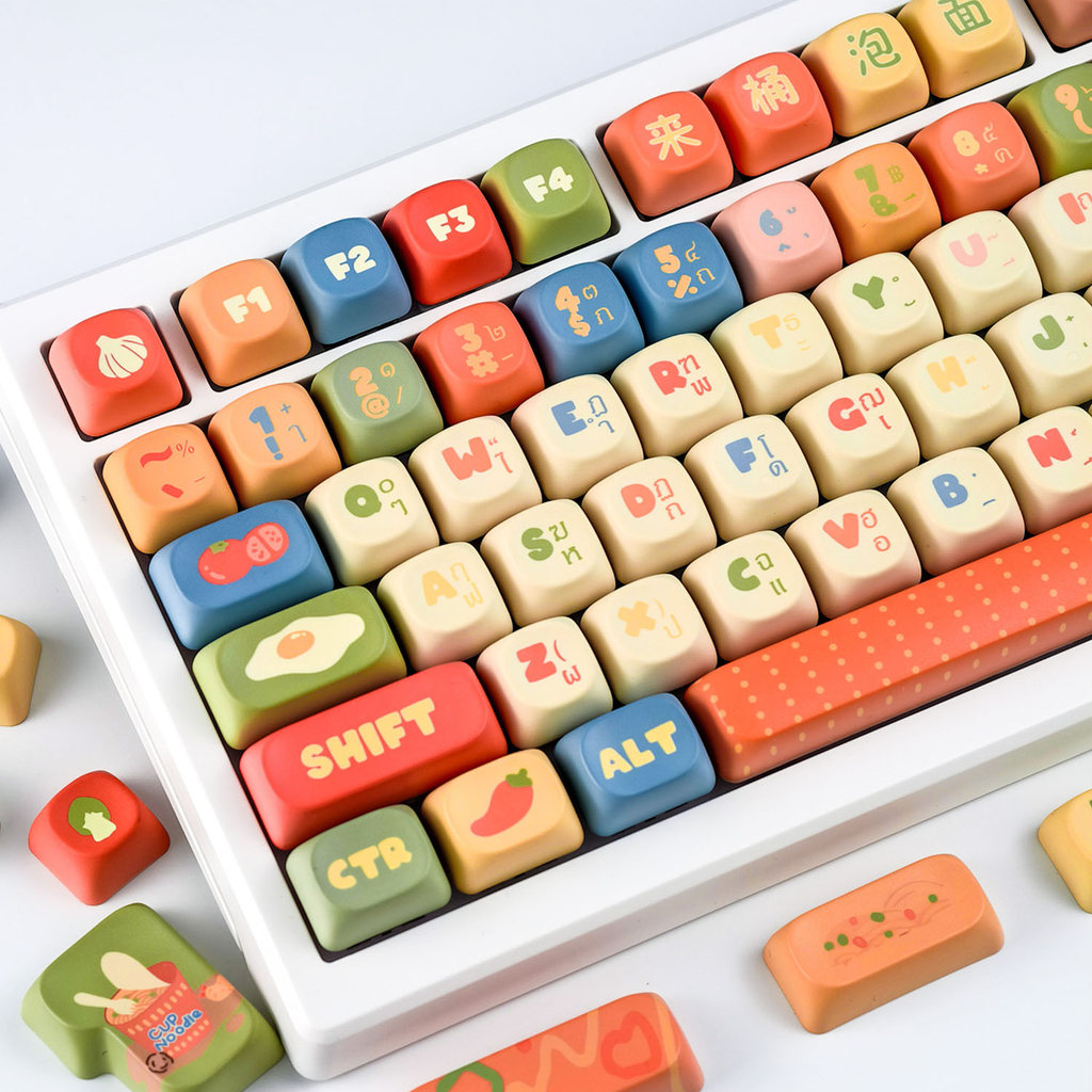 【คีย์แคปไทย】MAIMOOO Instant Noodle Keycap MOA Profile 120 คีย์ PBT Dye ...