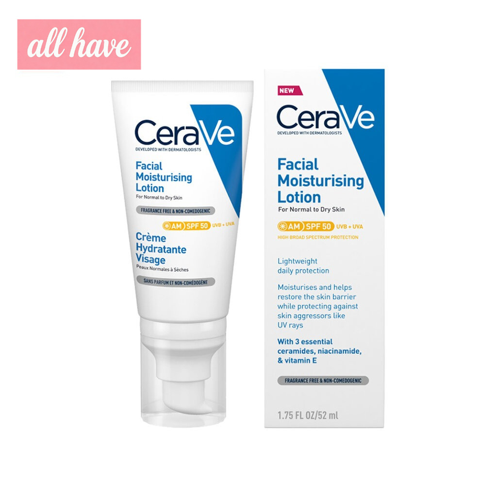 Cerave เซราวี เฟเชียล มอยซ์เจอไรซิ่ง โลชั่น SPF50 、52 มล、 ผิวธรรมดา-ผิวแห้ง