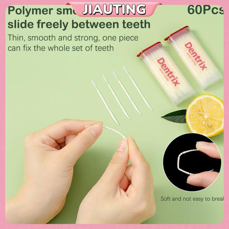 JIAUTING 60 ชิ้น/กล่อง Fishbone Double-headed Toothpi แปรง Oral Care ...