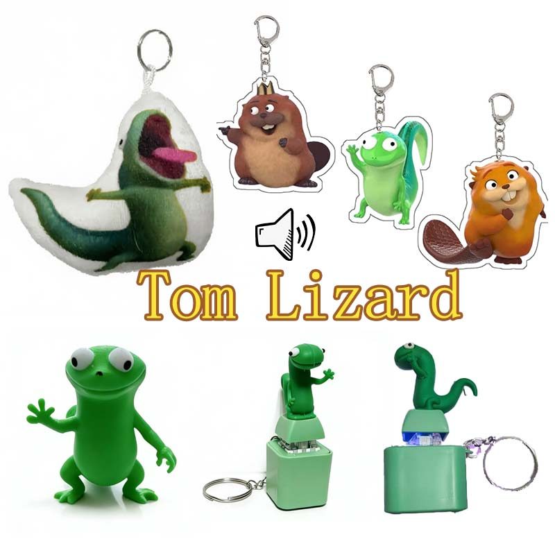 น่ารัก Tom Lizard Plush พร้อมพวงกุญแจเสียงตุ๊กตา 3D Hoppers Action ...
