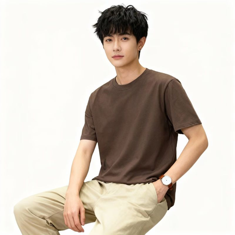 เสื้อยืดแขนสั้นสีทึบสำหรับฤดูร้อนจาก EERSHENSHI