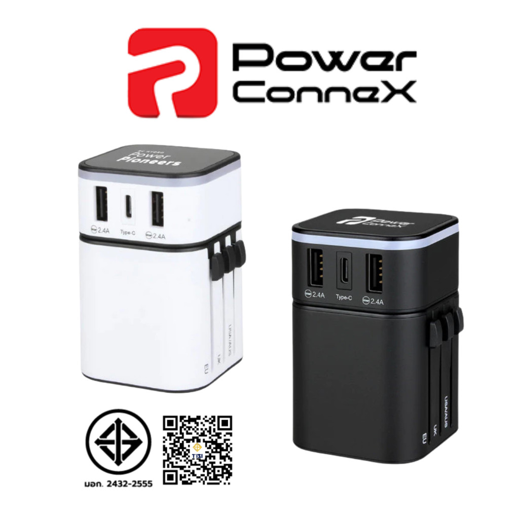 หัวแปลงปลั๊กไฟ PowerConneX Travel Adapter 2-in-1 Combo set PXGA-01-B/W ...