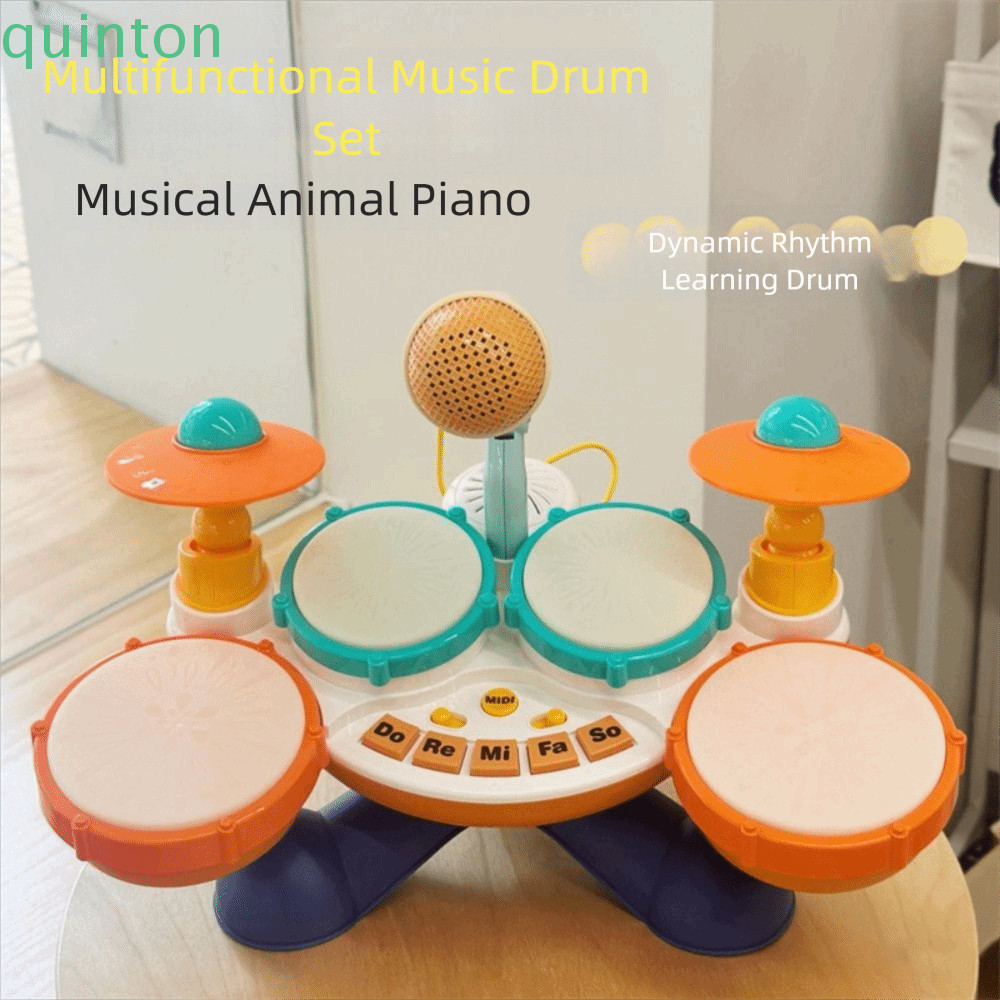 QUITON เครื่องดนตรีเด็ก, Montessori การเรียนรู้ BPA ฟรีชุดกลองเด็ก, ชุด ...