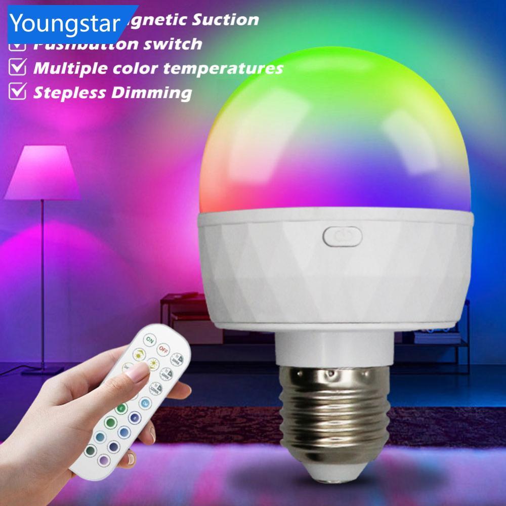 หลอดไฟ LED E27 RGB พร้อมรีโมท IR และแบตเตอรี่ 1800mAh ใช้งานด้วยพอร์ต ...