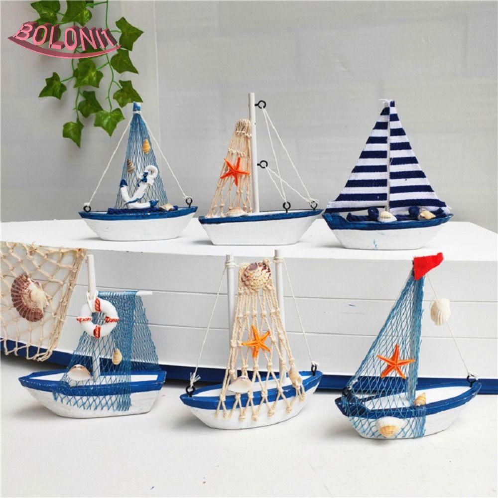 BO Sailing Model Photo Props งานฝีมือไม้ Nautical ตกแต่งบ้านของขวัญวัน ...