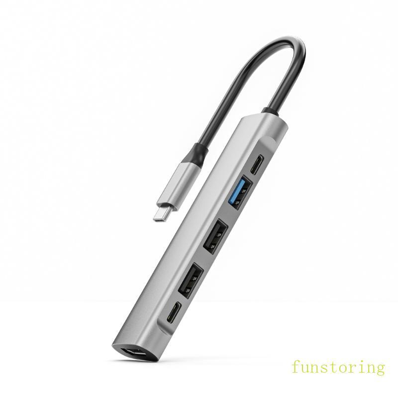 FUN Fast Speed 6 In 1 USB C Dock Adapter เอาต์พุต 4K PD60W ชาร์จ ...