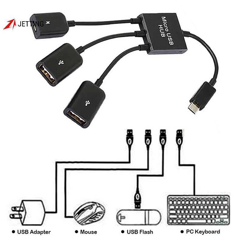 FSTH 3in1 Micro USB ถึง 2 OTG 3 พอร์ต HUB สาย Splitter Micro-USB Type-C ...