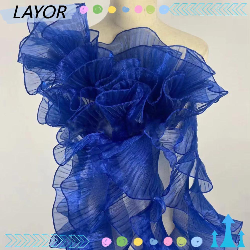 LAYOR Organza ลูกไม้ ผ้าเงางาม ลายจีบริฟเฟิล ขนาด 2 หลา กว้าง 13 ซม. ...