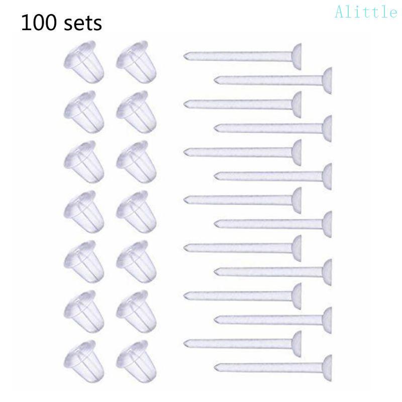 Alia 100 ชุดต่างหู Ear Pins ชนิดไม่อันตรายต่อการแพ้ พร้อมใช้งานสำหรับ ...