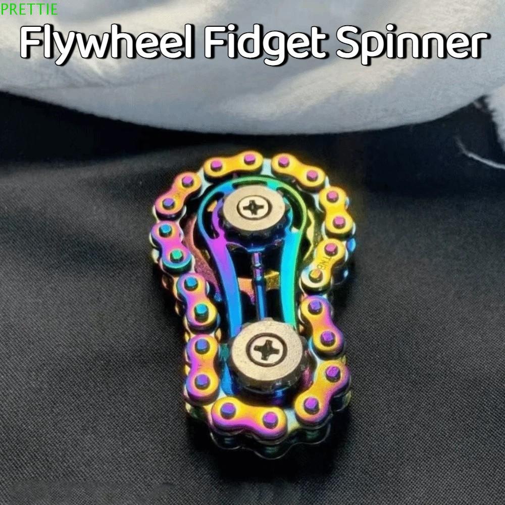 PRETTIE โซ่จักรยาน Spinner, โลหะ Creative Flywheel Fidget Spinner, ของ ...