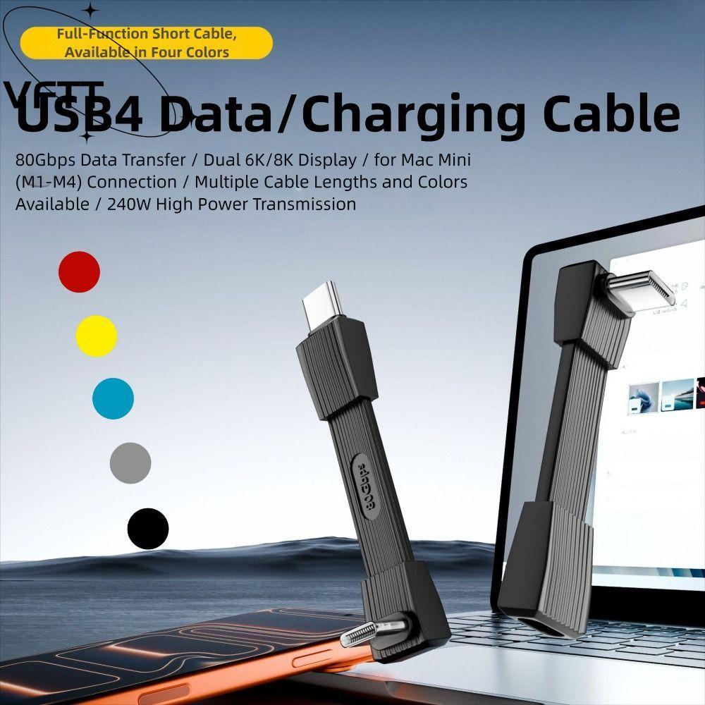 VFTT สายชาร์จแบบยืดหยุ่น, PD 240W 80Gbps Type-C ถึง Type-C, Universal ...