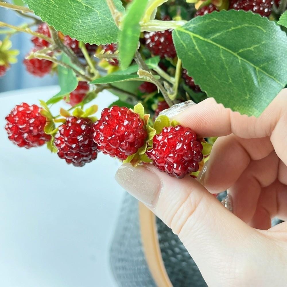 FALLFORBEAUTY ประดิษฐ์ Raspberry สาขา,สีเขียว Faux Red Raspberry ...