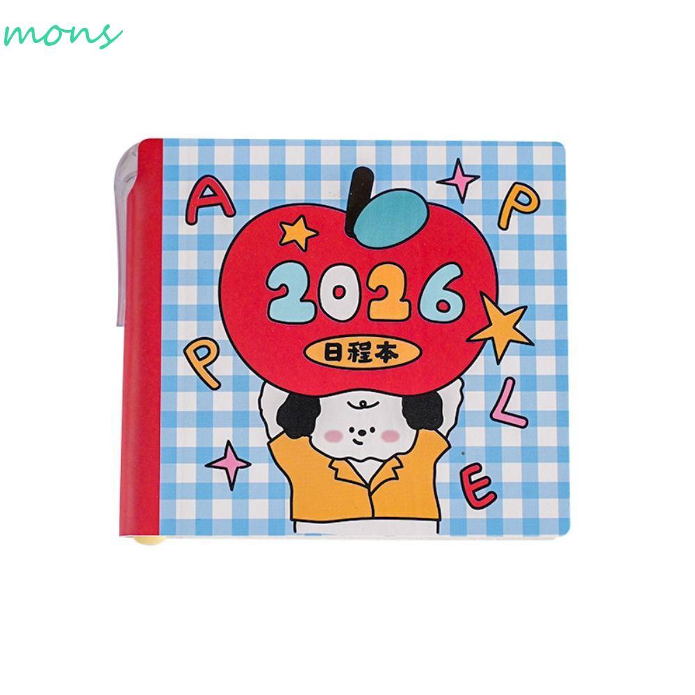 MONS 2026 Planner, หนัง PU การ์ตูน Puppy Agenda Book, DIY แบบพกพา Mini ...