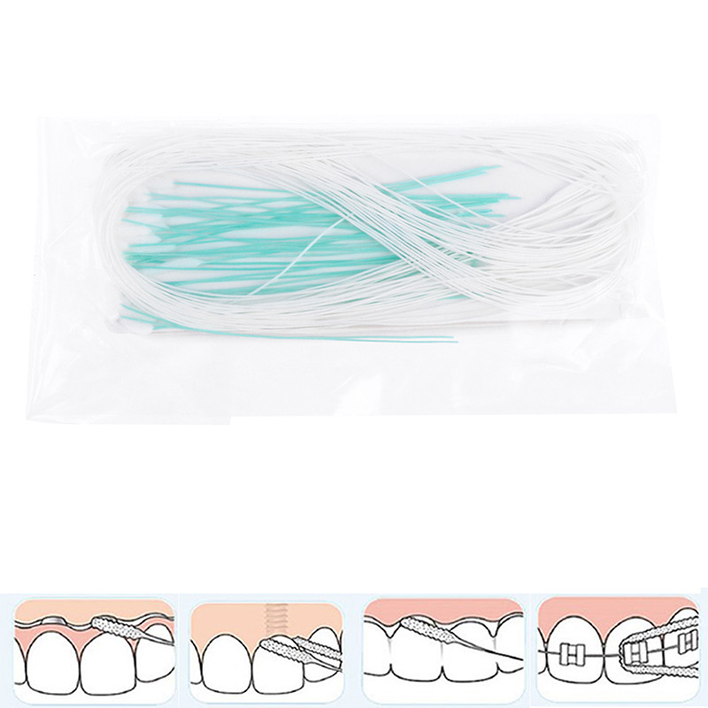[YG] 50 ชิ้น Toothpi เครื่องมือไหมขัดฟัน Threaders ฟันผู้ถือไหมขัดฟัน ...