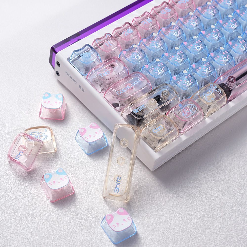 Lazy Cat Keycaps 79 คีย์ MAO + MOA Profile PC Cat Head 60/61/64/65/67 ...