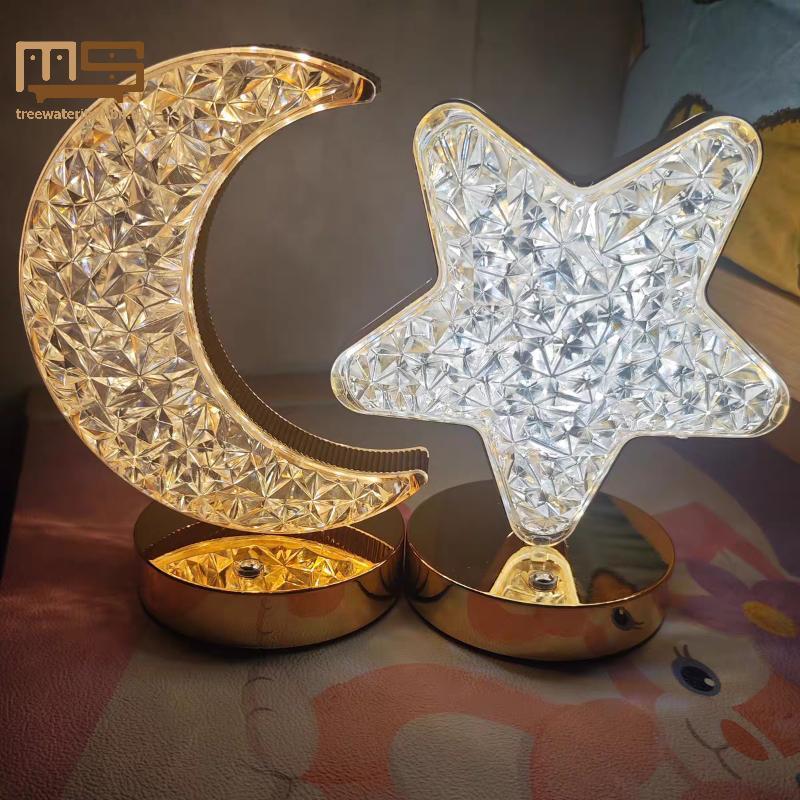 Tt 1 ชิ้นความงาม USB ข้างเตียง LED Ambient ตาราง 3D Moon โคมไฟ Touch ...
