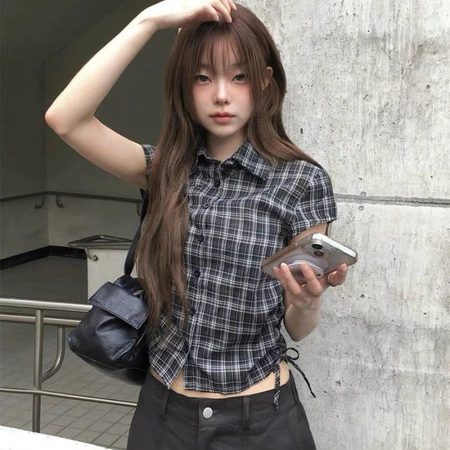 เสื้อเชิ้ตแขนสั้น สไตล์เกาหลี ใส่สบาย