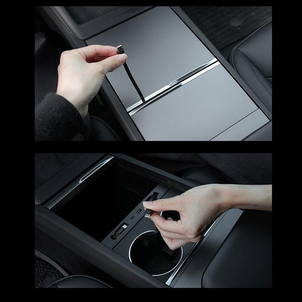 CNXIQU คอนโซลกลาง USB HUB,ซ่อนRetractable Cable Docking Station,Fast ...
