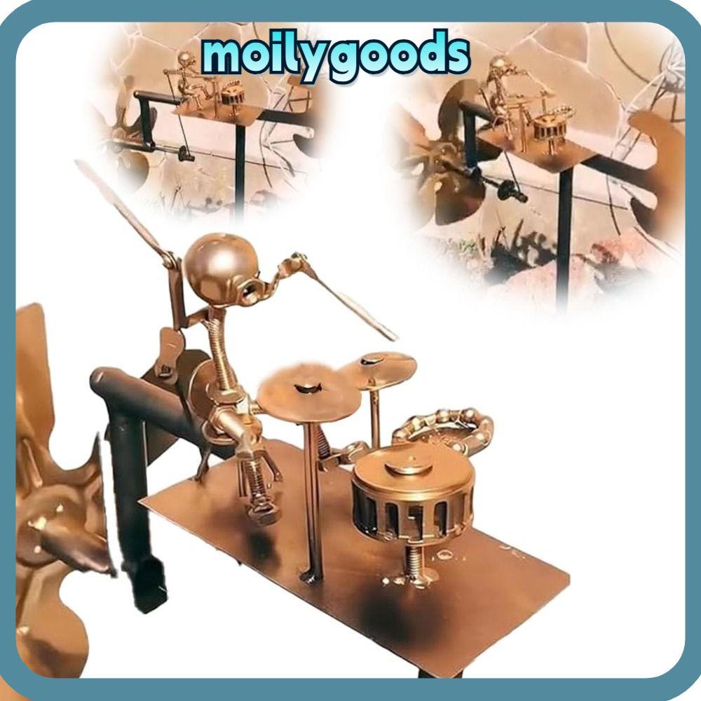 MOILYHD โลหะทําด้วยมือ Drummer Windmill, เครื่องเพอร์คัชชันรูปปั้นเพลง ...