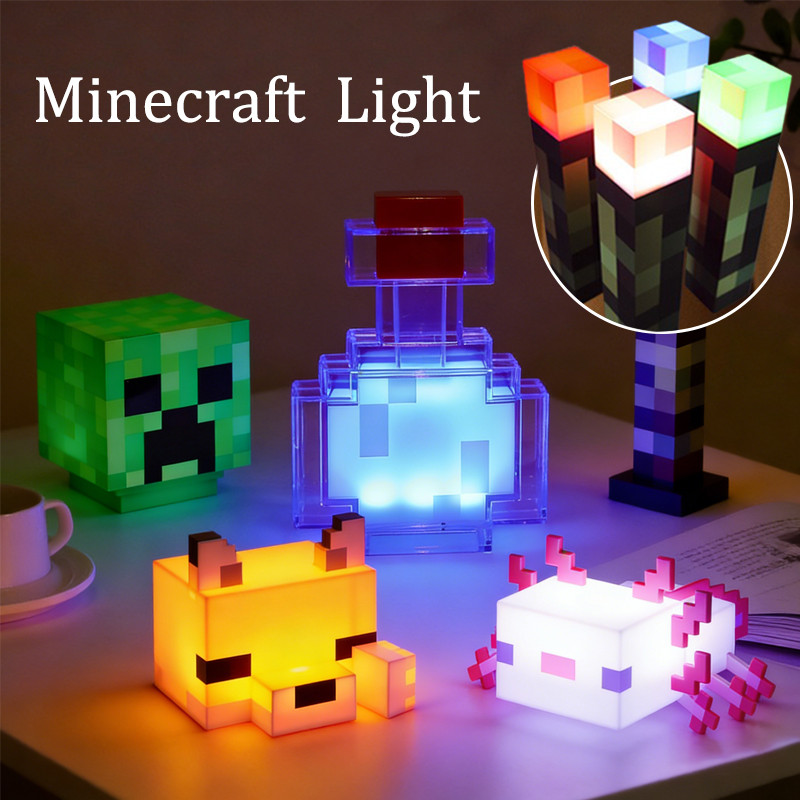 Minecraft Led Night Light Creative ไฟฉาย Creeper Axolotl ตกแต่งห้องนอน ...
