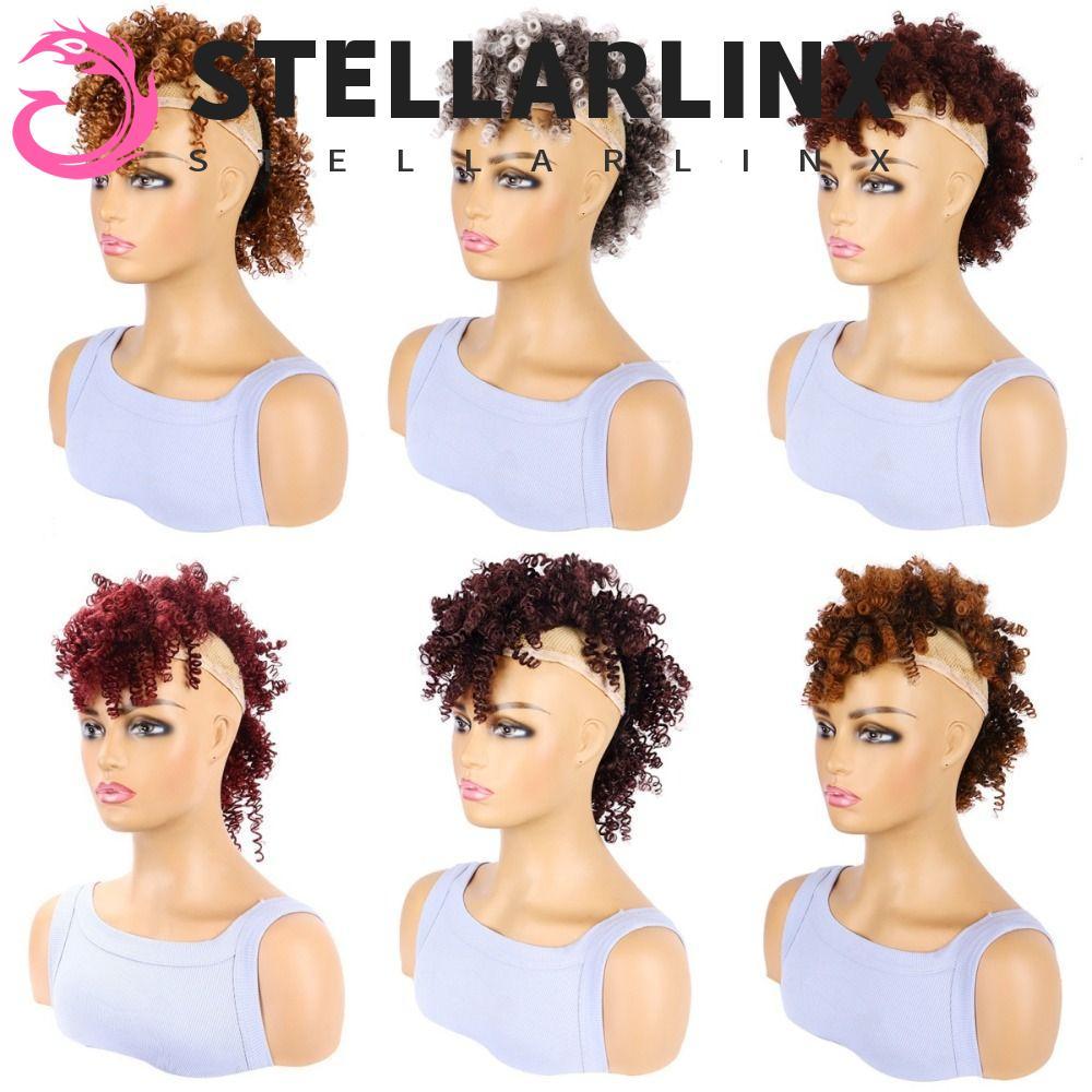 STELLARLINX Mohawk Bun Bangs คลิปยุ่ง Afro Puff ทรงผมพัฟสูง พร้อมเส้นใย ...