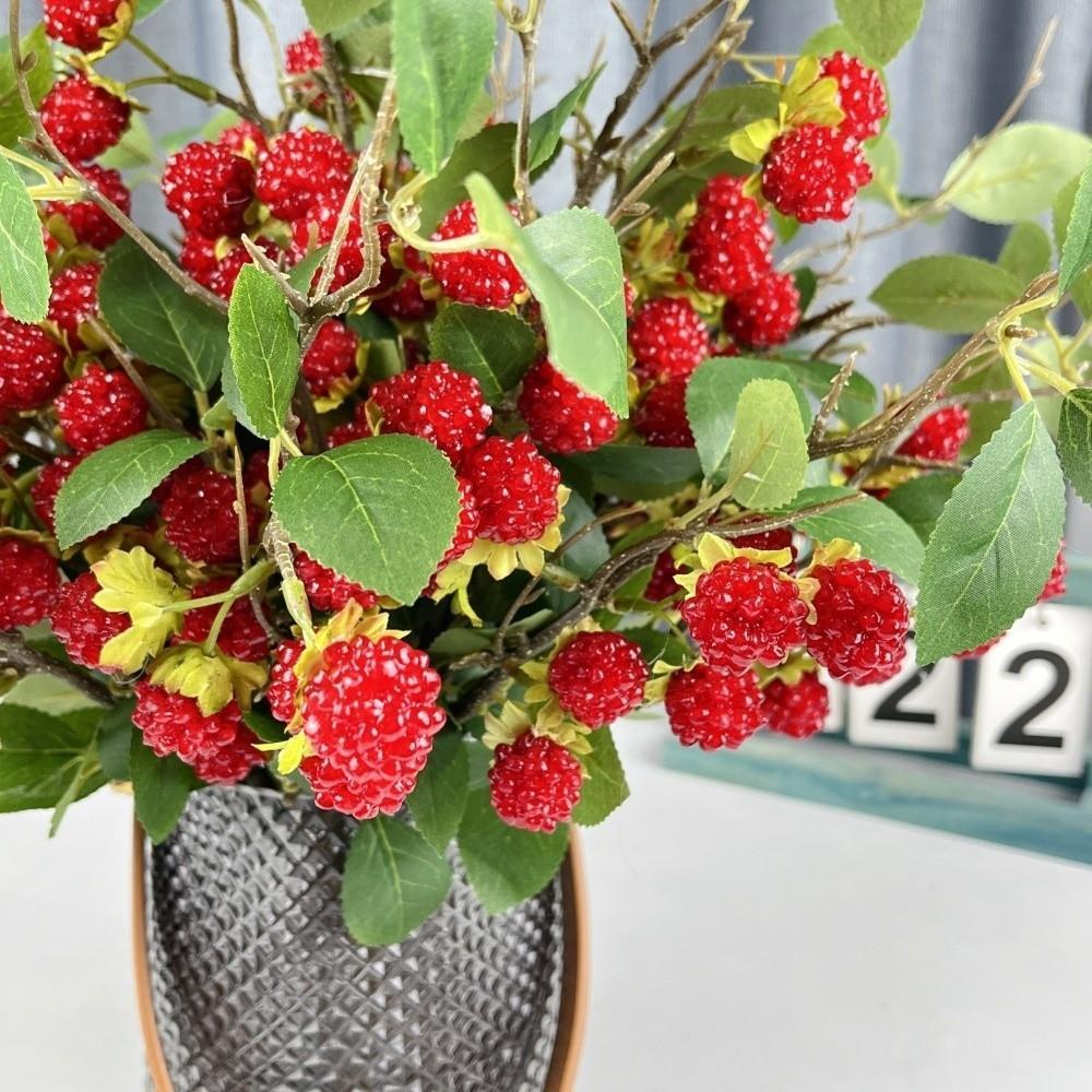 FALLFORBEAUTY ประดิษฐ์ Raspberry สาขา,สีเขียว Faux Red Raspberry ...
