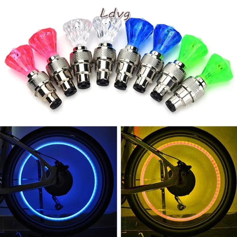 LDVG ไฟล้อจักรยาน LED 2 ชิ้น, ไฟแฟลชรูปทรงอัญมณีไฟฝาครอบวาล์วยาง ...