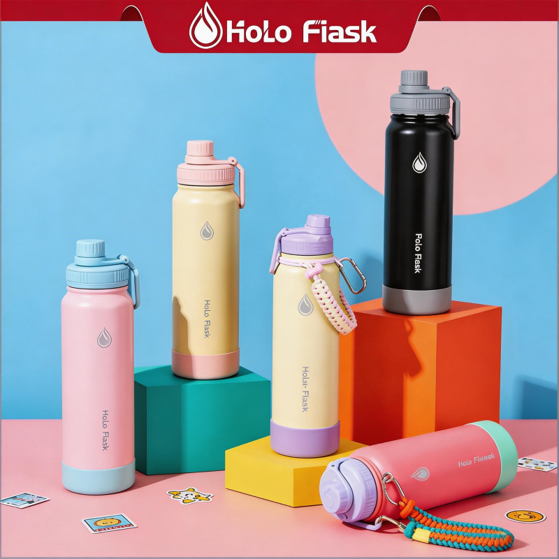 Holo Flask 3 in 1 Tumbler ชุด Tumbler กีฬาขวดน้ําสแตนเลสร้อนและเย็นกระติกน้ําสูญญากาศ