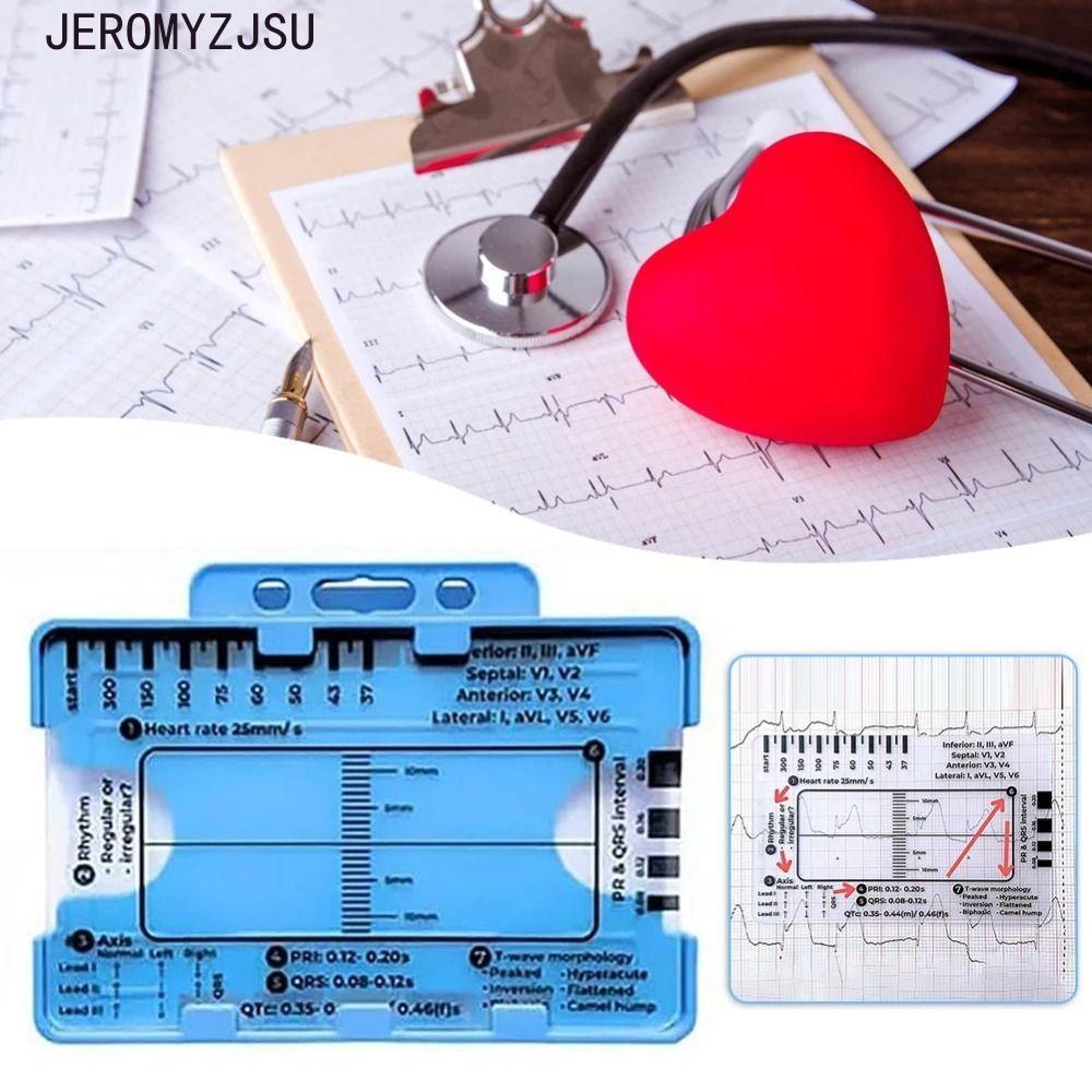 JEROMYZJSU ECG 7 Step Ruler Card, Interpretation กระเป๋าแบบพกพา Ecg/Ekg ...