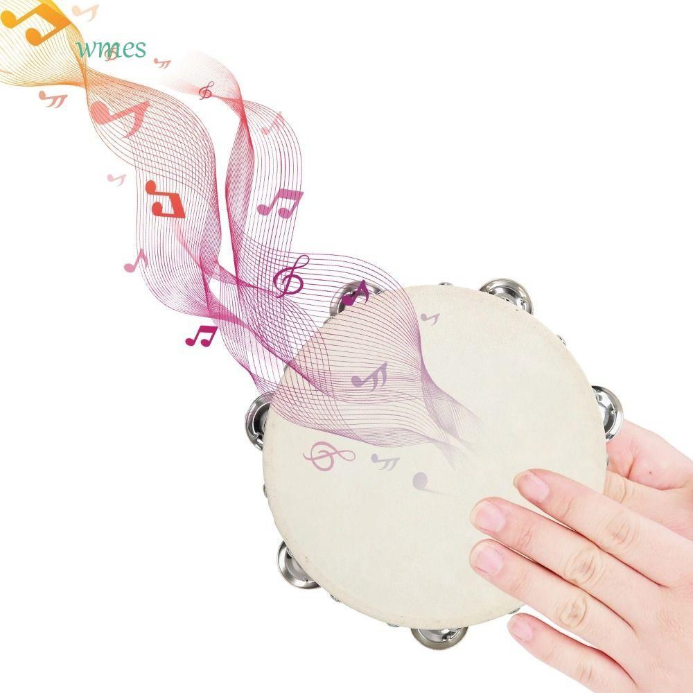 WMES1ZA มือ Tambourine, Percussion Sheepskin กลองผิวกลอง,มือถือ Grum 4 ...
