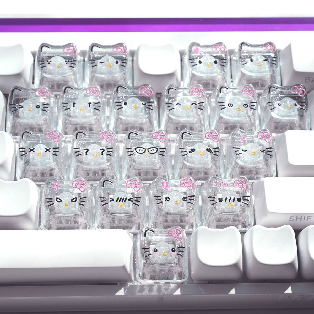 Hello Kitty Keycaps MAO โปรไฟล์ 21 คีย์ PC โปร่งแสงแมวน่ารัก Wooting ...