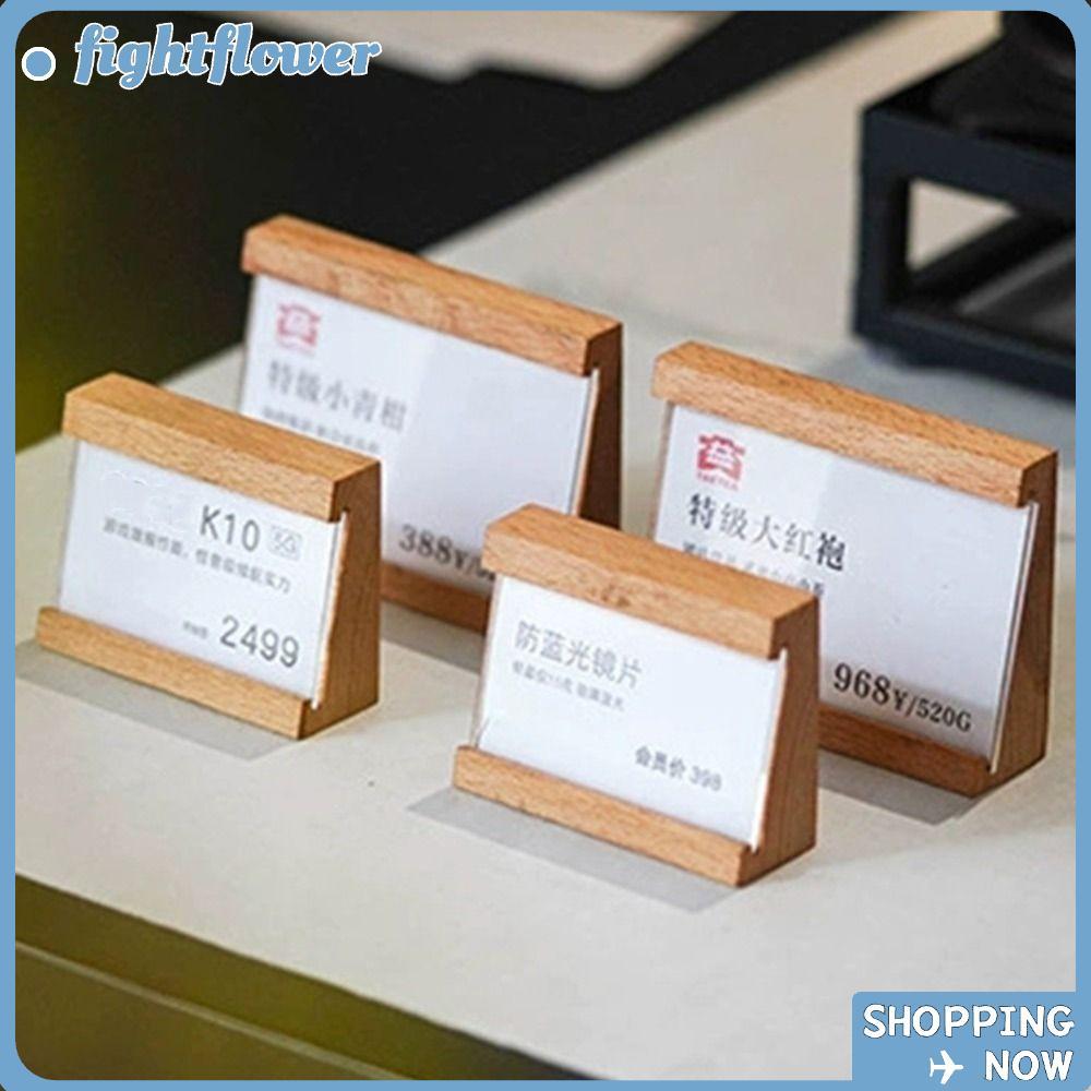 FIGHT Price Tag Holder, Wood Base Kahki Coffee Display Stand, Creative ...