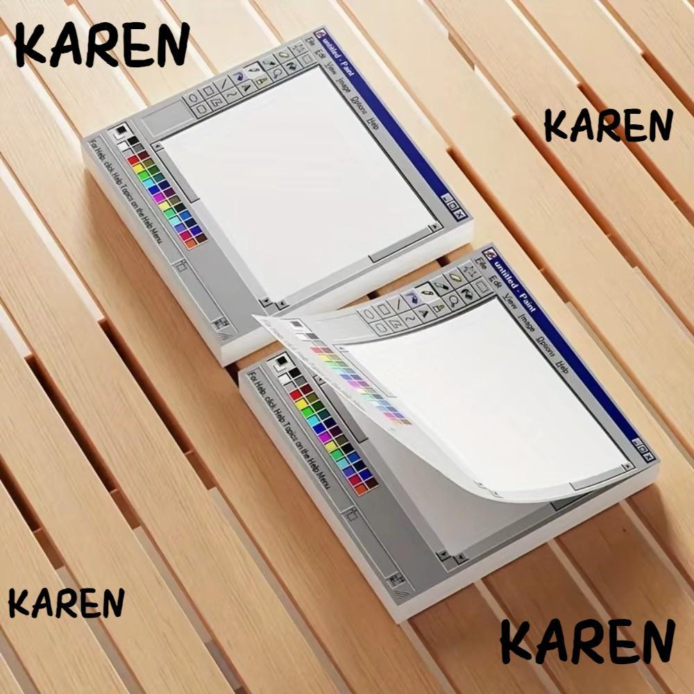 KARENGOODS 50Pages/book Sticky Note Pad, Retro Self-Adhesive Computer ...