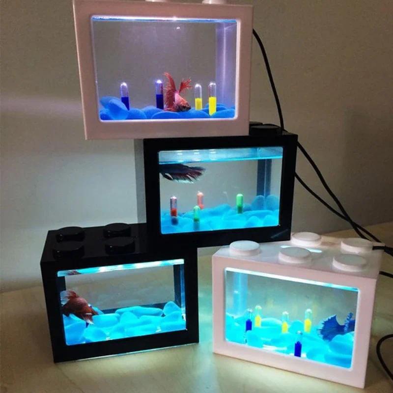 USB Illuminated ตู้ปลาขนาดเล็กภูมิทัศน์ขนาดเล็ก Seaweed Ball กล่องถัง ...