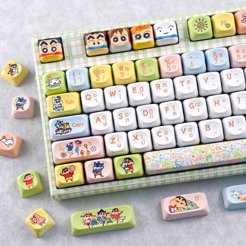 MAIMOOO Thai Keycap Crayon Shin-chan Keycap MOA Profile 120 คีย์ PBT ...