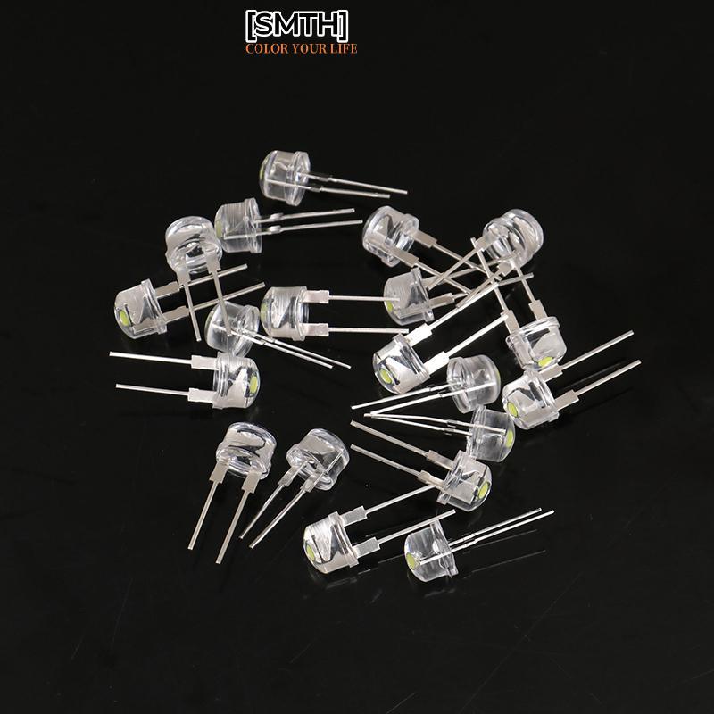 [SMTH] 20 ชิ้น LED 8 มิลลิเมตรหมวกฟางโคมไฟลูกปัดสีขาวแสงเย็น 0.75 วัตต์ ...