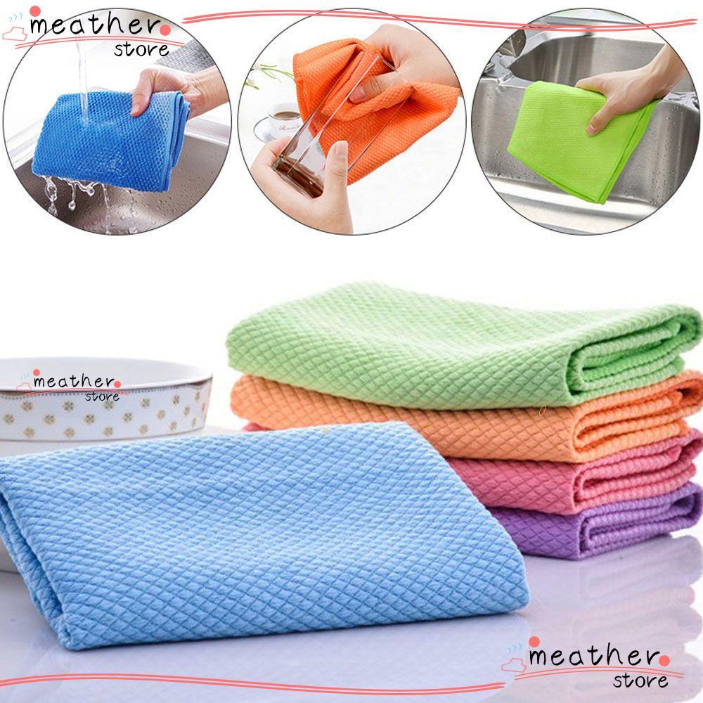 MEATHERSTORE เช็ด Rags ห้องครัวแก้วไมโครไฟเบอร์ Anti-Grease ไม่มีร่อง ...