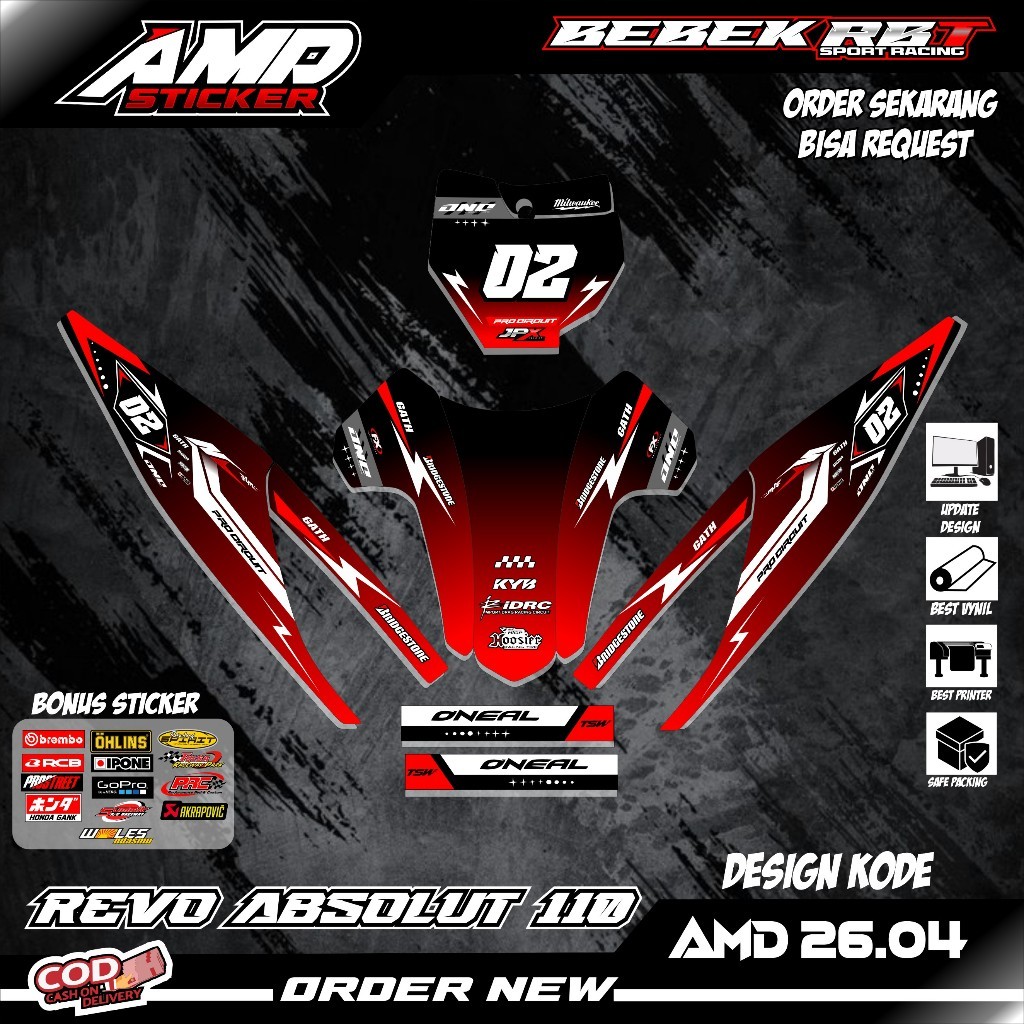 สติ๊กเกอร์ STRIPING RBT REVO ABSOLUT 110 BEBEK MODIF SUPERMOTO YZ CRF ...